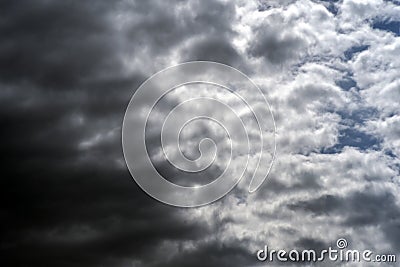 Dark stormy clouds sky. Natural background. Cloudy weather. Beautiful weather. Wind power. Stock Photo