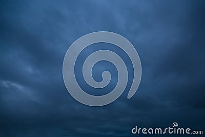 Dark stormy sky. Gloomy clouds. Overcast weather Stock Photo