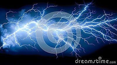 Dark stormy sky with lightning and thunderclouds, GenerativeAI Stock Photo