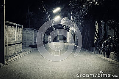 Dark street with old man ghost Stock Photo