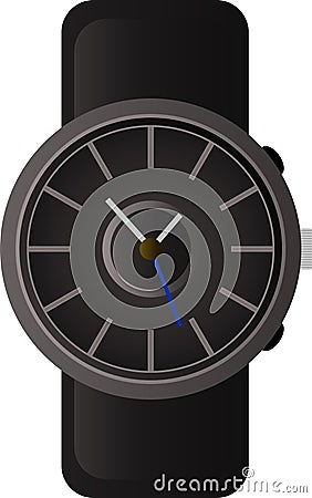 Dark stylish analog watch Vector Illustration