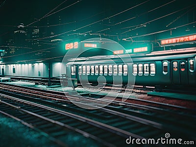 Dark subway scene orange red and dark colors abstract seq 5 of 31 Stock Photo