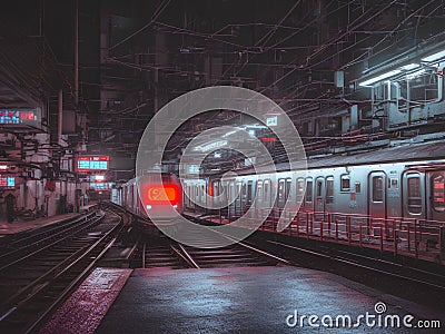 Dark subway scene orange red and dark colors abstract seq 8 of 31 Stock Photo