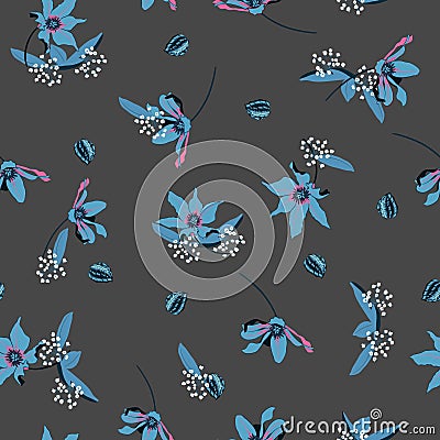 Dark suumer garden Blossom Floral pattern in the blooming botan Stock Photo