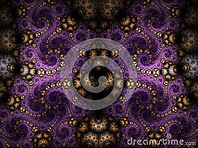 Dark symmetrical fractal swirls Stock Photo