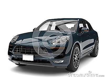 Dark teal modern cool family car - closeup shot Stock Photo