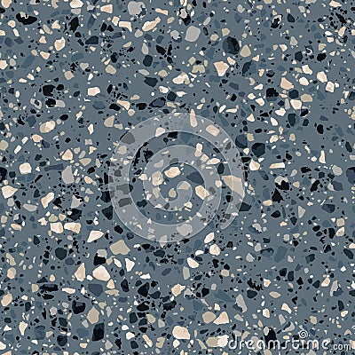 Dark terrazzo flooring texture. Vector marble stone floor. Seamless pattern Vector Illustration