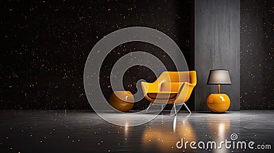 Dark Terrazzo with Yellow Spotlight - AI Generated Stock Photo