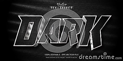 Dark text, shiny silver style editable text effect Vector Illustration