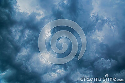 Dark threatening thunder clouds, right before a storm Stock Photo