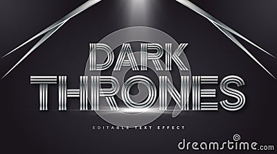 Dark Thrones Text Style with Iron and Metal Effect Vector Illustration