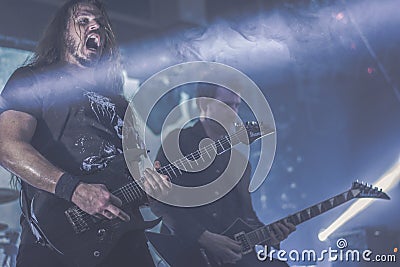 Dark Tranquillity, Johan Reinholdz and Christopher Amott live concert 2017 Editorial Stock Photo