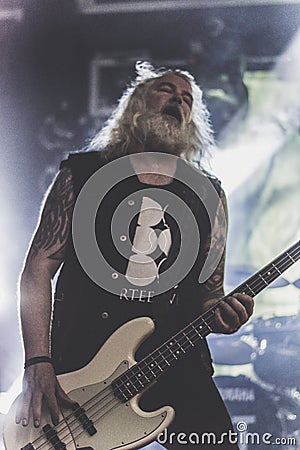 Dark Tranquillity, Anders Iwers live concert 2017 Editorial Stock Photo