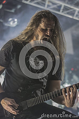 Dark Tranquillity, Johan Reinholdz live concert 2017 Editorial Stock Photo