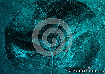 Dark turquoise grunge leaf abstract vintage background Vector Illustration