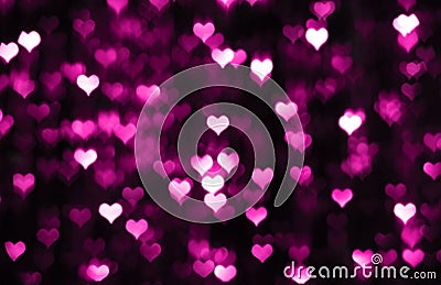 Dark valentine background with purple hearts Stock Photo