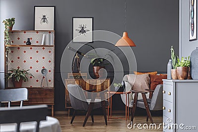 Dark vintage living room interior Stock Photo