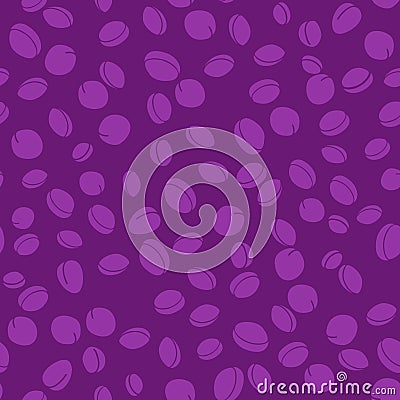 Dark Violet Seamless Pattern with Plums. Shadeless ornate. Vector Illustration