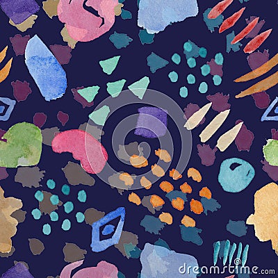 Dark watercolor pattern with color stains Stock Photo