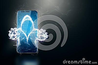 Dark web, shadow crime, internet crime concept, hidden internet. Hologram of digital hacker in computer space. Hacker virus attack Cartoon Illustration