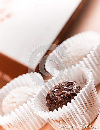 Dark and white chocolates Stock Photo