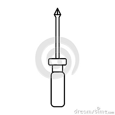 A dark-white crosshead screwdriver icon for screwing and unscrewing screws and screws, on the head of which there is a slot Vector Illustration