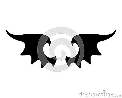 dark wing silhouette evil devil in the shadows Scary bat wings on Halloween night Vector Illustration