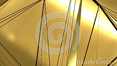 Dark yellow background with cracked gold. 3D image. Golden texture. Stock Photo