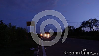 Darkness Come To Road Path, And Night Sky View Moonlight Background Stock Photo