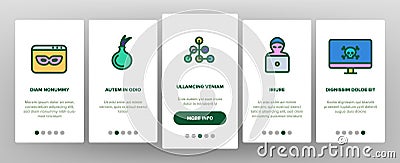 Darknet Onboarding Web Elements Icons Set Vector Vector Illustration