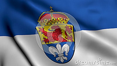 Darmstadt City State Flag Germany. Waving Fabric Satin Texture National Flag of Darmstadt 3D Illustration Stock Photo