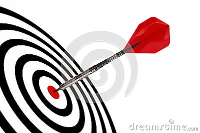 A dart arrow hits its target Stock Photo