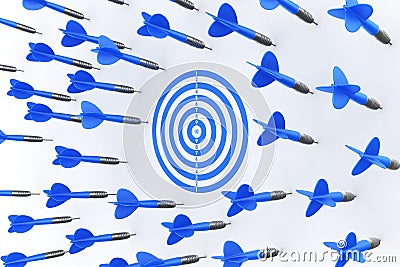 Dart arrows missing target Stock Photo
