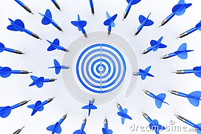 Dart arrows missing target Stock Photo