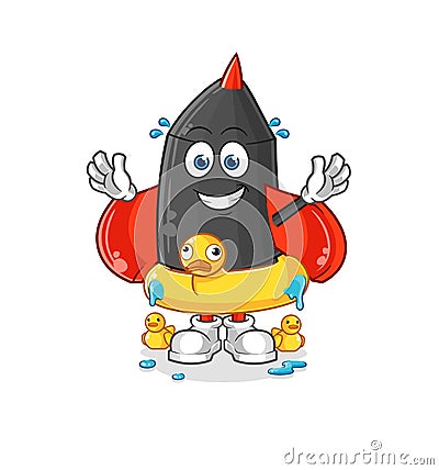 Dart with duck buoy cartoon. cartoon mascot vector Vector Illustration