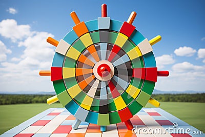 A dart hitting the bullseye of a dartboard is a powerful symbol of success, focus, and determination Stock Photo