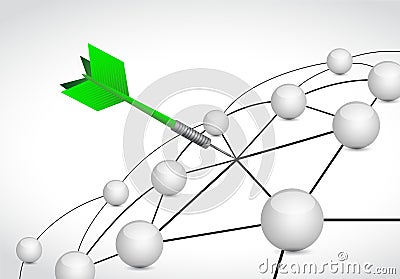 dart link sphere network connection concept Cartoon Illustration