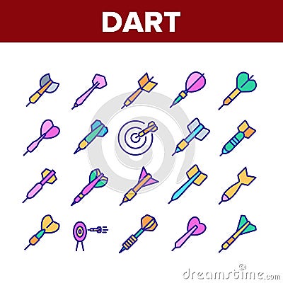 Dart For Play Game Collection Icons Set Vector Vector Illustration