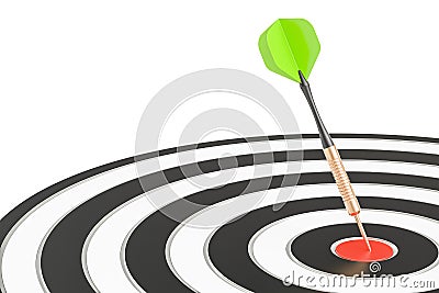 Dart in target, business success and solution concept, 3D render Stock Photo