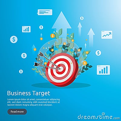 dartboard center goal. strategy achievement and success flat design. Archery dart target and arrow. Business vector concept with Vector Illustration