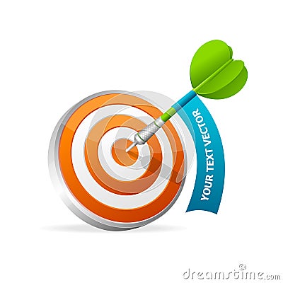 Dartboard with dart. Hitting A Target. Text banner Vector Illustration