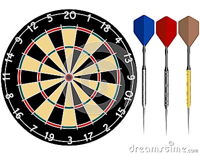 Dartboard with Darts Vector Illustration