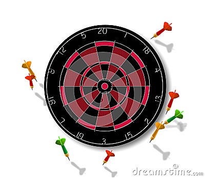 Dartboard with darts Stock Photo