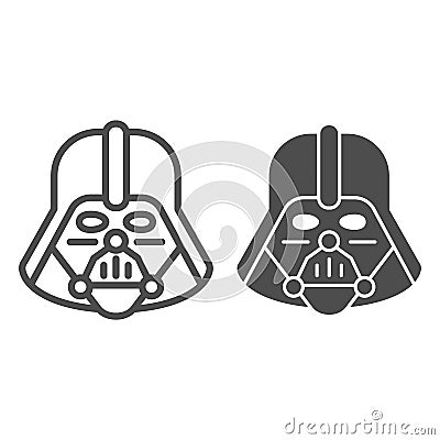 Darth Vader line and glyph icon. Star Wars vector illustration isolated on white. Space character outline style design Vector Illustration