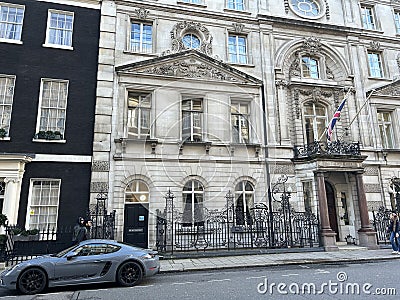 Dartmouth House is a Georgian house in Mayfair, central London, English Speaking Union Editorial Stock Photo