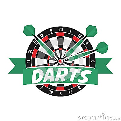 Darts label. Badge Logo. Darts sporting symbols. Vector Illustration