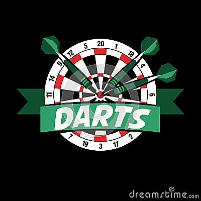 Darts label. Badge Logo sporting symbols Vector Illustration