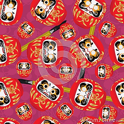 Daruma brush seamless pattern Vector Illustration