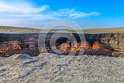 Darvaza Gas Crater Pit 04 Stock Photo