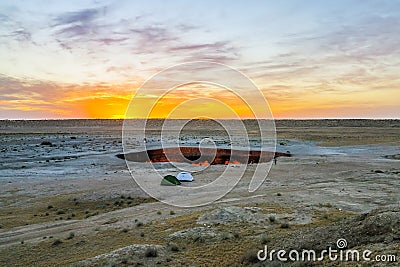 Darvaza Gas Crater Pit 18 Stock Photo